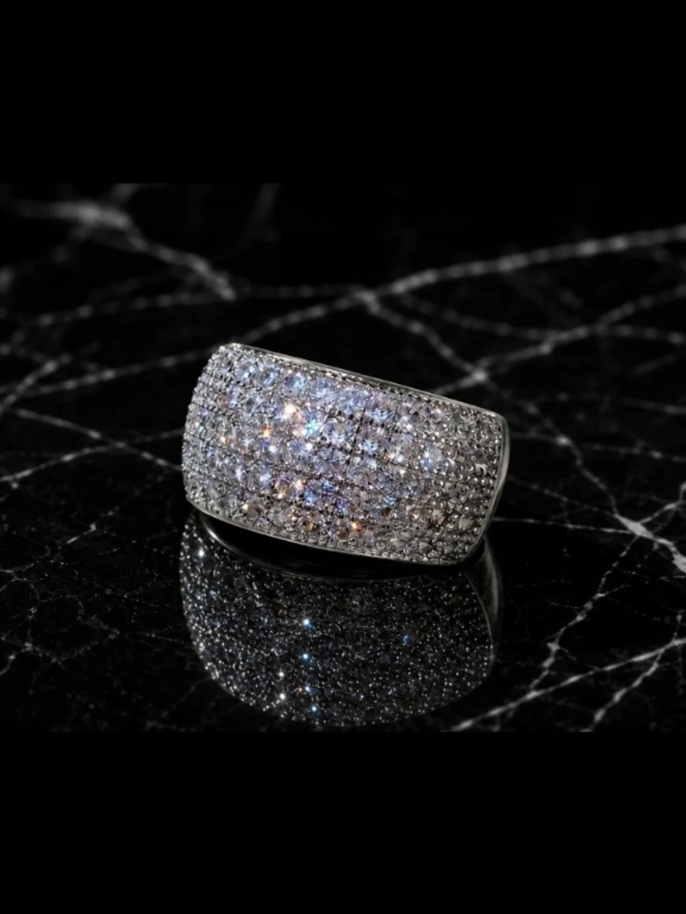 Men Ring Size 8 Iced Out Hiphop Vz Crystals Bust Down Piece Conservative